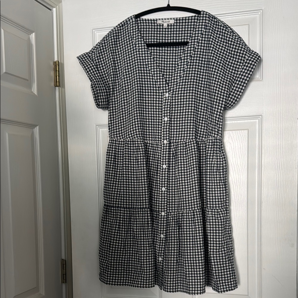 Madewell Black and White Buttoned Mini Sundress